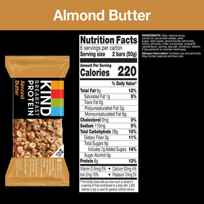 KIND Breakfast Bars, Variety Pack, Honey Oat, Almond Butter, and Peanut Butter, Healthy Snacks, Gluten Free, 3 - 8g Protein, 18 Count - Fresh Hearth