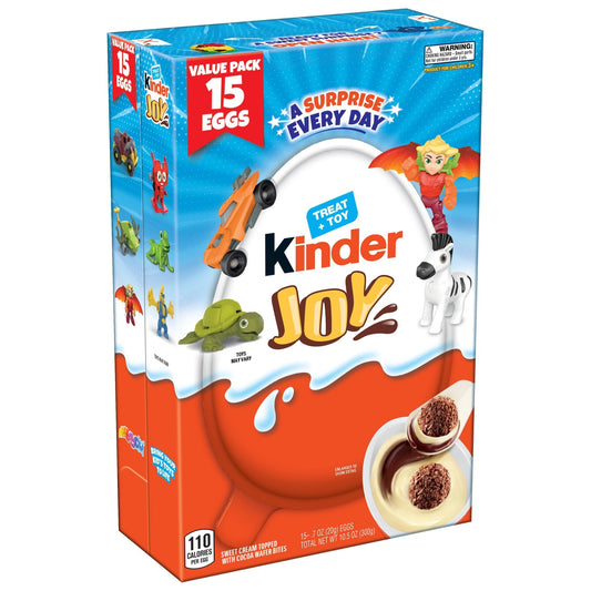Kinder Joy Eggs, Bulk 15 Count, Treat Plus Toy, Sweet Creams and Chocolatey Wafers, Individually Wrapped, 10.5 oz - Fresh Hearth