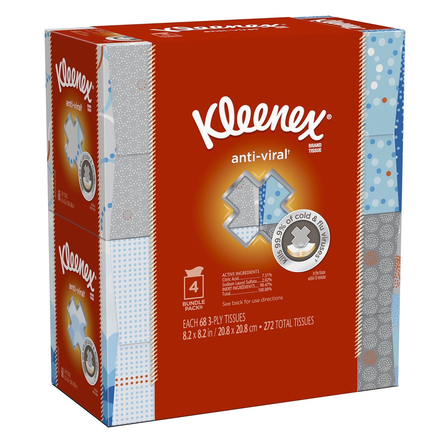 Kleenex Anti - Viral Facial Tissues, Tissues per Cube Box, 4 Pack - Fresh Hearth