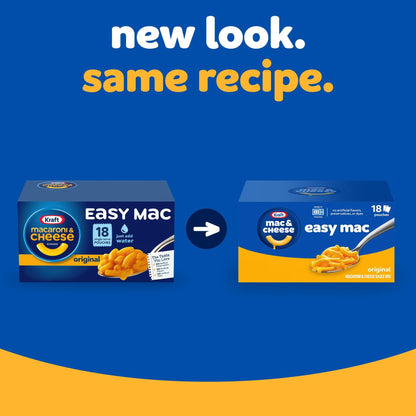 Kraft Easy Mac Original Mac & Cheese Macaroni and Cheese Dinner Microwavable Dinner, 18 ct Packets - Fresh Hearth
