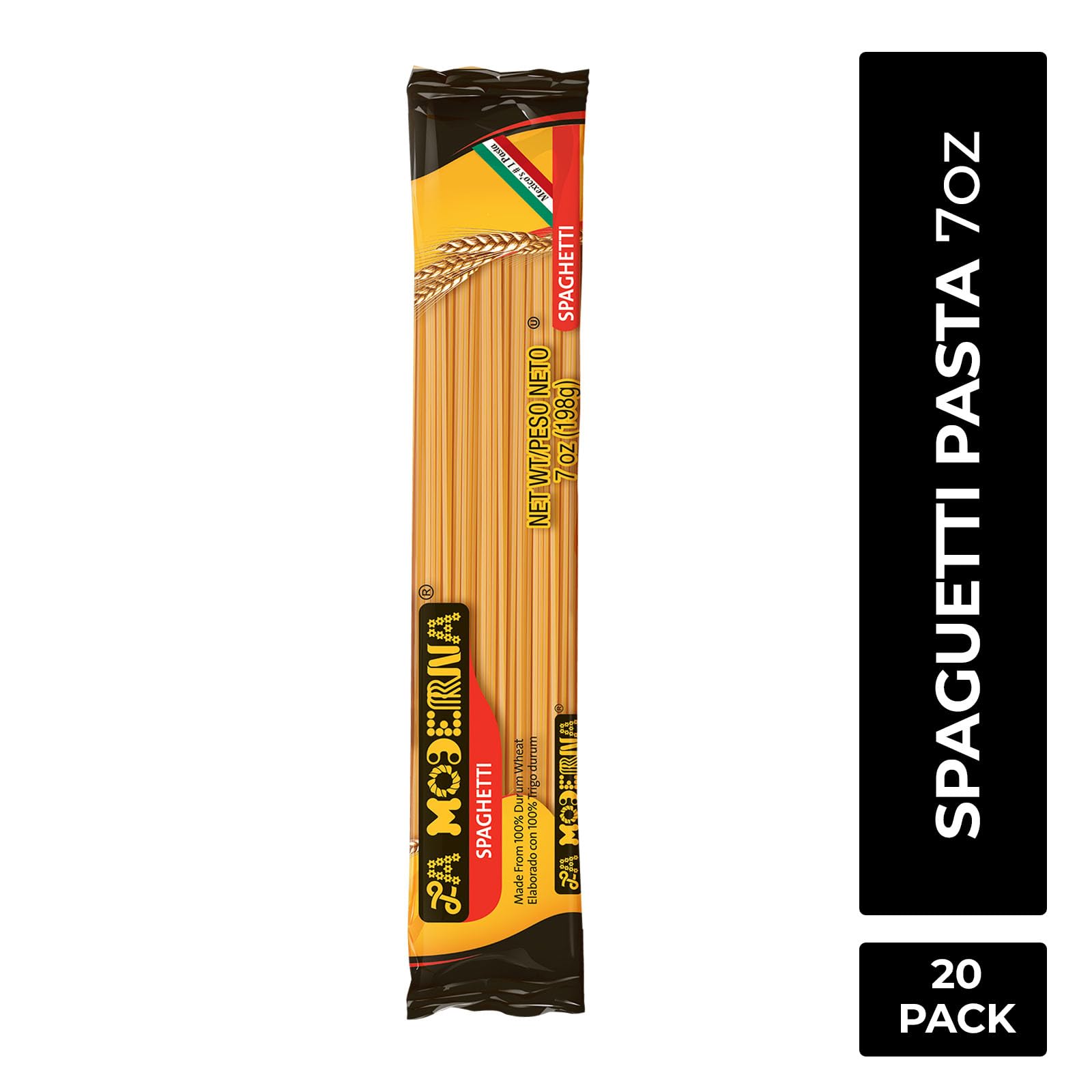 LA MODERNA, Spaghetti, Pasta, Hecha con Sémola de Trigo Durum, Enriquecida con Vitaminas y Hierro, 7 oz, Pack de 20 - Fresh Hearth