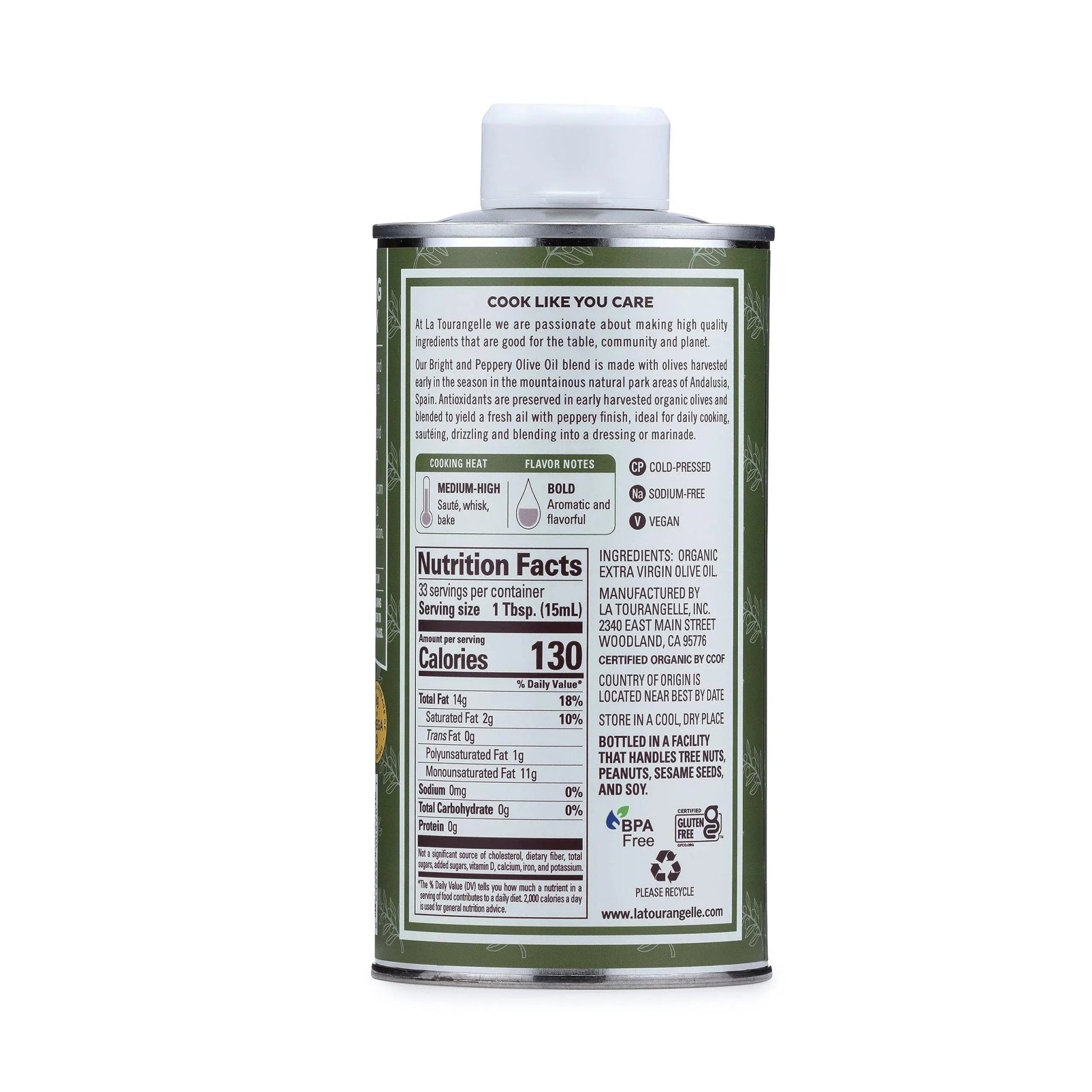 La Tourangelle, Organic Extra Virgin Olive Oil, Cold - Pressed High Antioxidant Picual Olives From Spain, 16.9 fl oz - Fresh Hearth