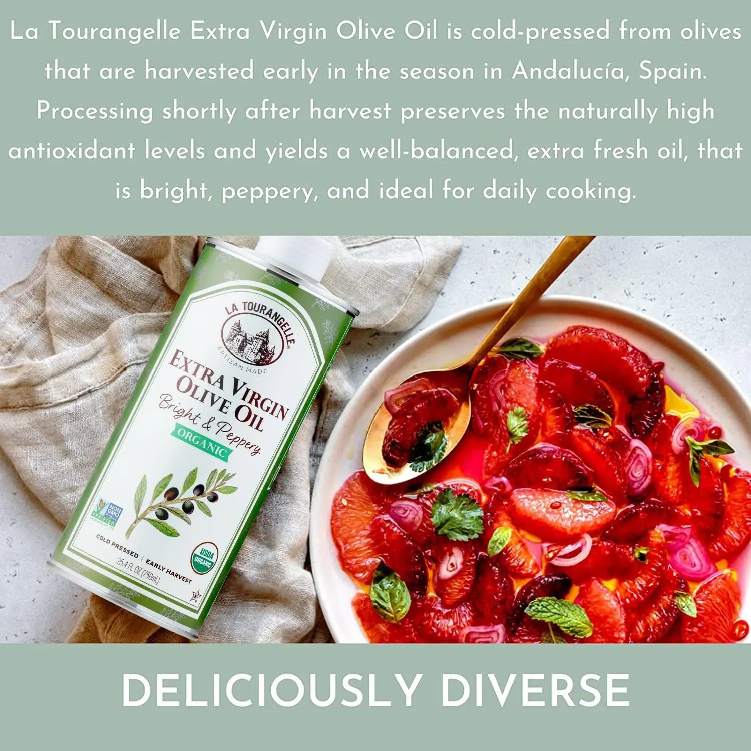 La Tourangelle, Organic Extra Virgin Olive Oil, Cold - Pressed High Antioxidant Picual Olives From Spain, 16.9 fl oz - Fresh Hearth