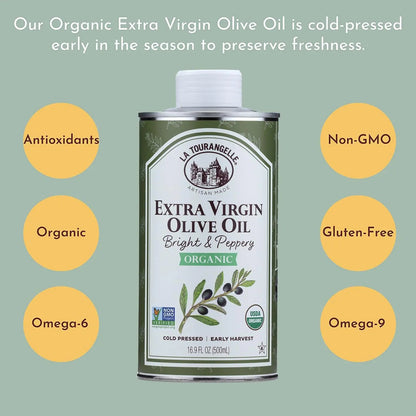 La Tourangelle, Organic Extra Virgin Olive Oil, Cold - Pressed High Antioxidant Picual Olives From Spain, 16.9 fl oz - Fresh Hearth