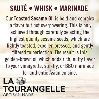 La Tourangelle, Toasted Sesame Oil, Great for Cooking, Add to Noodles, Stir - Fry, Vegetables, Vinaigrettes, and Marinades, 8.45 Fl Oz - Fresh Hearth