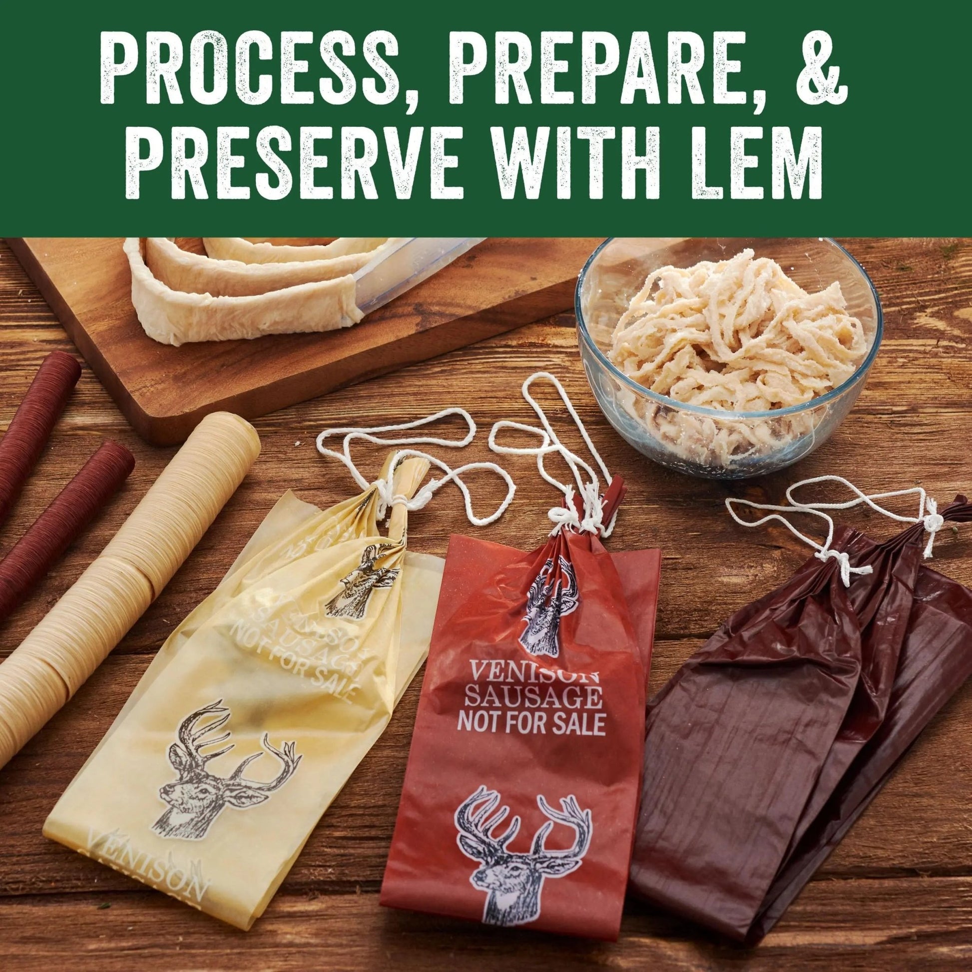 LEM Products Mahogany Smoked Collagen Casings, 17mm, Edible Sausage Casings, Stuffs Approximately 13 Pounds Per Pack, Great for Snack Sticks, Hot Dogs, Metts, Andouille, Brats, and More, 2 - Pack - Fresh Hearth