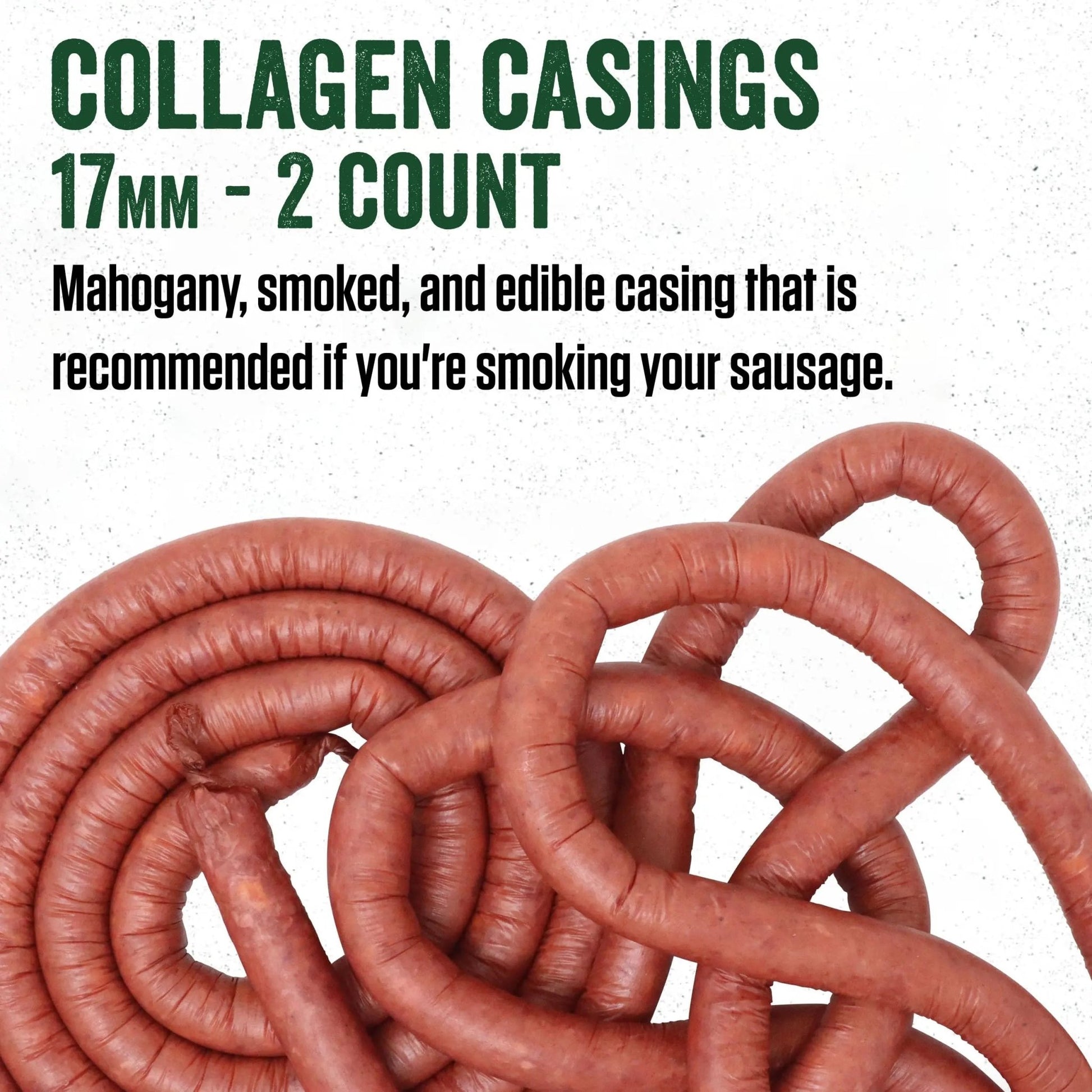 LEM Products Mahogany Smoked Collagen Casings, 17mm, Edible Sausage Casings, Stuffs Approximately 13 Pounds Per Pack, Great for Snack Sticks, Hot Dogs, Metts, Andouille, Brats, and More, 2 - Pack - Fresh Hearth