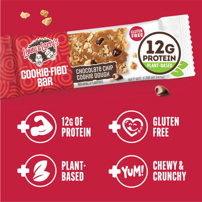 Lenny & Larry's Cookie - fied Bar – Chocolate Chip Cookie Dough Vegan Protein Bars 9x45g – Healthy Snacks with 12g Plant Protein & 5g Fiber – Gluten free Power Bar, Keto Friendly, Non - GMO & Vegan - Fresh Hearth