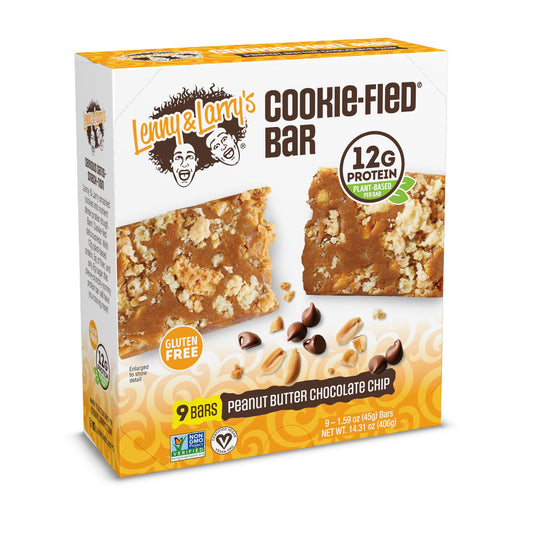 Lenny & Larry's Cookie - fied Protein Bar – Peanut Butter Chocolate Chip Vegan Protein Bars 9x45g – Healthy Snacks with 12g Plant Protein & 5g Fiber – Gluten free Power Bar, Keto Friendly, Non - GMO & Vegan - Fresh Hearth