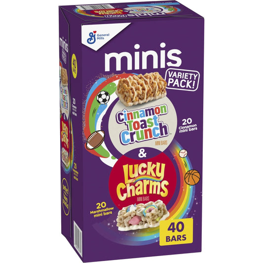 Lucky Charms and Cinnamon Toast Crunch Mini Cereal Treat Bars Variety Pack, 40 Ct, 20 oz - Fresh Hearth