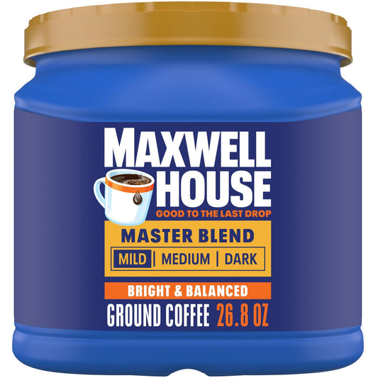 Maxwell House Master Blend Mild Roast Ground Coffee, 26.8 oz Canister - Fresh Hearth