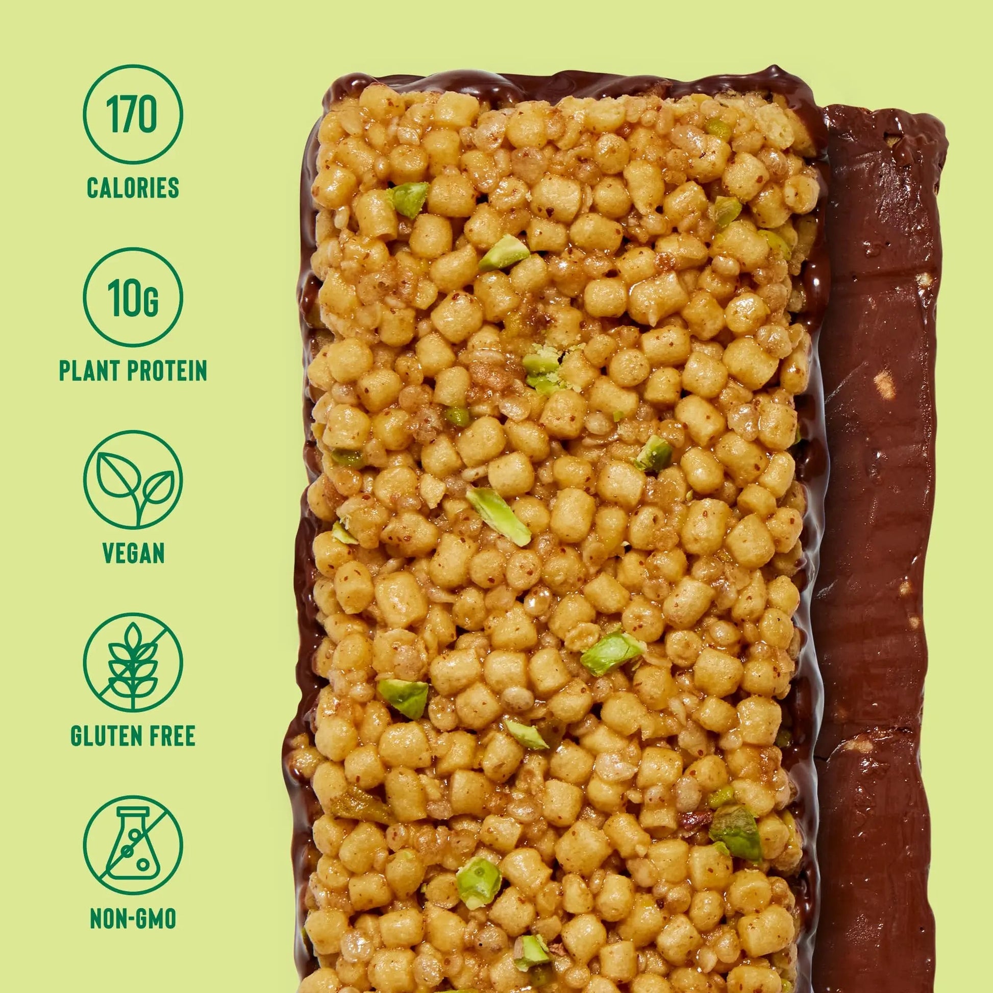 Mezcla Puff Mix Crispy Protein Bars, Gluten Free & Vegan Protein Bars, 10g Protein, Alt for Pistachio Dubai Chocolate Bar, Granola Bars & Breakfast Bars, Healthy Snacks for Adults, Pistachio Chocolate, 12 Pack - Fresh Hearth