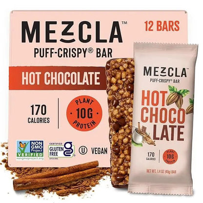 Mezcla Puff Mix Crispy Protein Bars, Gluten Free & Vegan Protein Bars, 10g Protein, Alt for Pistachio Dubai Chocolate Bar, Granola Bars & Breakfast Bars, Healthy Snacks for Adults, Pistachio Chocolate, 12 Pack - Fresh Hearth