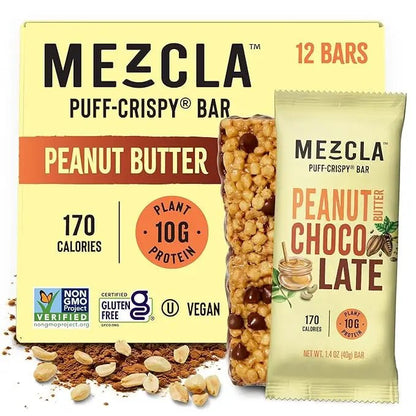 Mezcla Puff Mix Crispy Protein Bars, Gluten Free & Vegan Protein Bars, 10g Protein, Alt for Pistachio Dubai Chocolate Bar, Granola Bars & Breakfast Bars, Healthy Snacks for Adults, Pistachio Chocolate, 12 Pack - Fresh Hearth