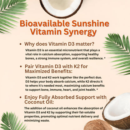 Micro Ingredients Vitamin D3 10,000 IU + K2 MK - 7 200 mcg, 300 Softgels | Virgin Coconut Oil | 2 - in - 1 Bone, Immune & Heart Support | Easy to Swallow, Non - GMO - Fresh Hearth