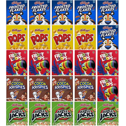 Mini Cereal Boxes Variety Pack - Single Serve Breakfast Cereal Assortment - Care Package Gift Box (25 Count) - Fresh Hearth
