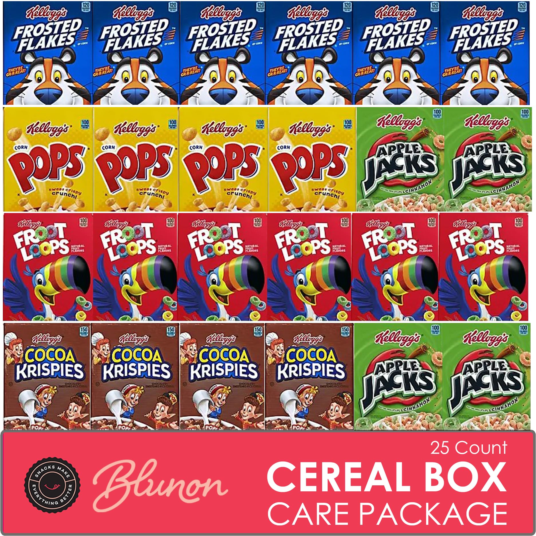 Mini Cereal Boxes Variety Pack - Single Serve Breakfast Cereal Assortment - Care Package Gift Box (25 Count) - Fresh Hearth