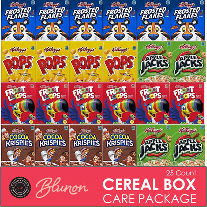 Mini Cereal Boxes Variety Pack - Single Serve Breakfast Cereal Assortment - Care Package Gift Box (25 Count) - Fresh Hearth