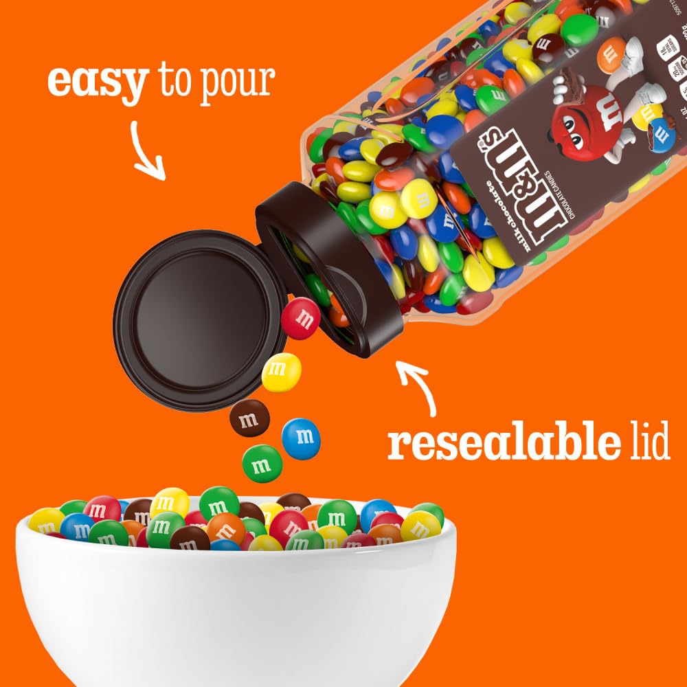 M&M's Milk Chocolate Bulk Candy in Resealable and Recyclable Jars, Party Size Assorted Chocolate Candies, Movie Night Snacks, Candy Buffet, 25.5 Oz Each (Pack of 2) - Fresh Hearth