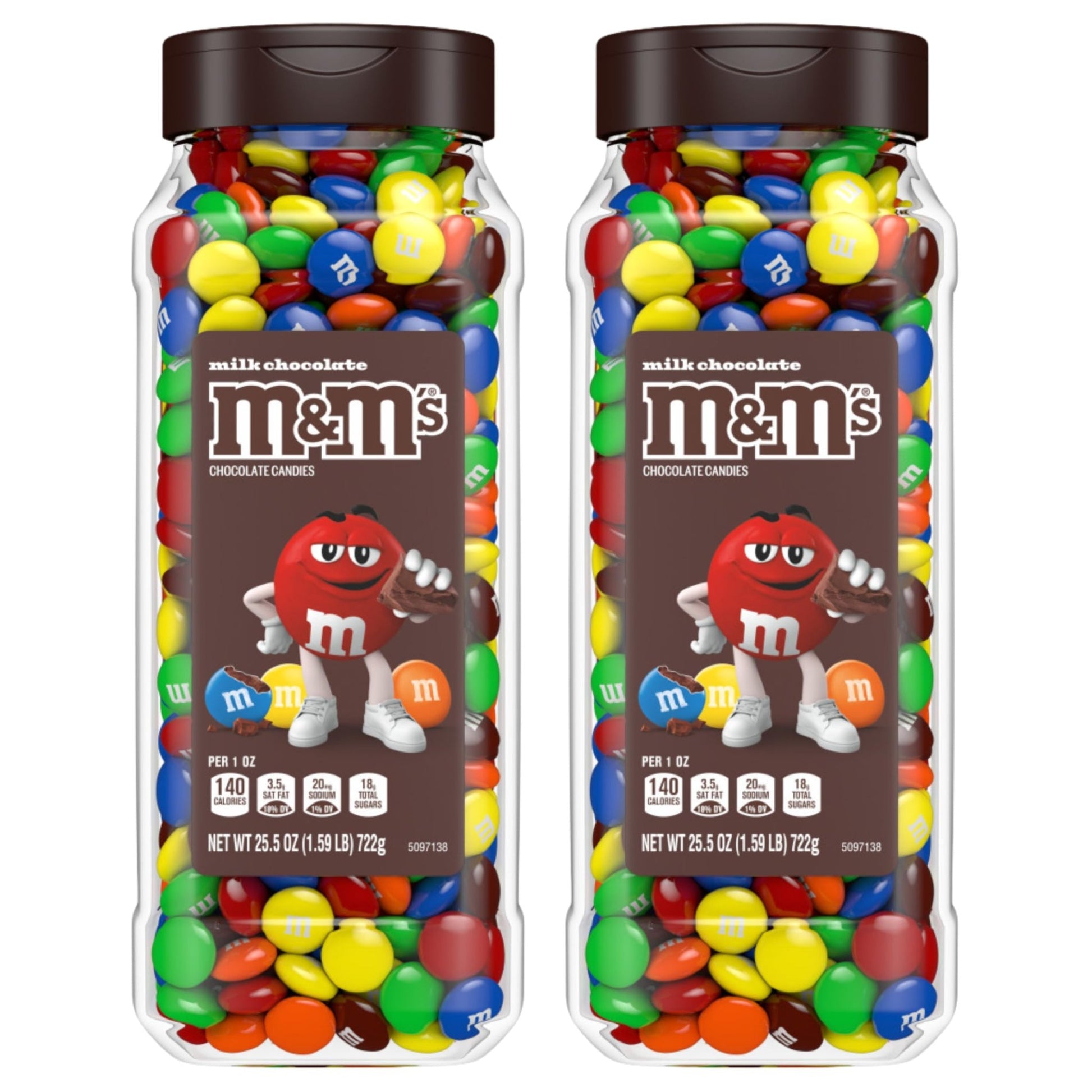M&M's Milk Chocolate Bulk Candy in Resealable and Recyclable Jars, Party Size Assorted Chocolate Candies, Movie Night Snacks, Candy Buffet, 25.5 Oz Each (Pack of 2) - Fresh Hearth