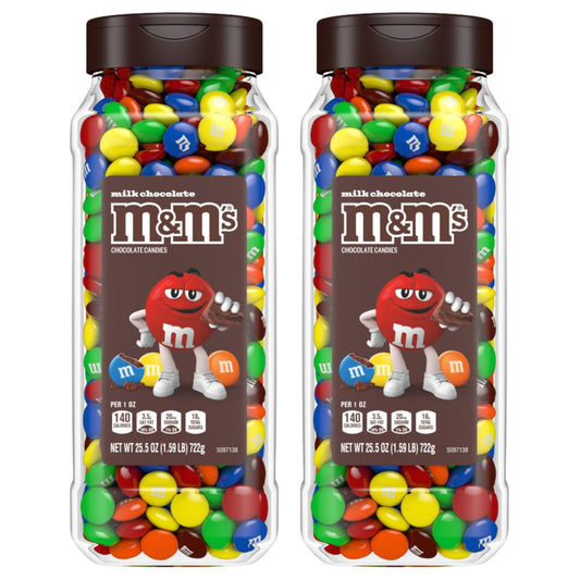 M&M's Milk Chocolate Bulk Candy in Resealable and Recyclable Jars, Party Size Assorted Chocolate Candies, Movie Night Snacks, Candy Buffet, 25.5 Oz Each (Pack of 2) - Fresh Hearth