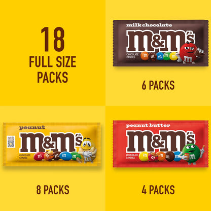 M&M'S Milk Chocolate Candy, Halloween Variety Pack, Full Size, Pack of 18, Bulk Candy Chocolate Individually Wrapped - Fresh Hearth