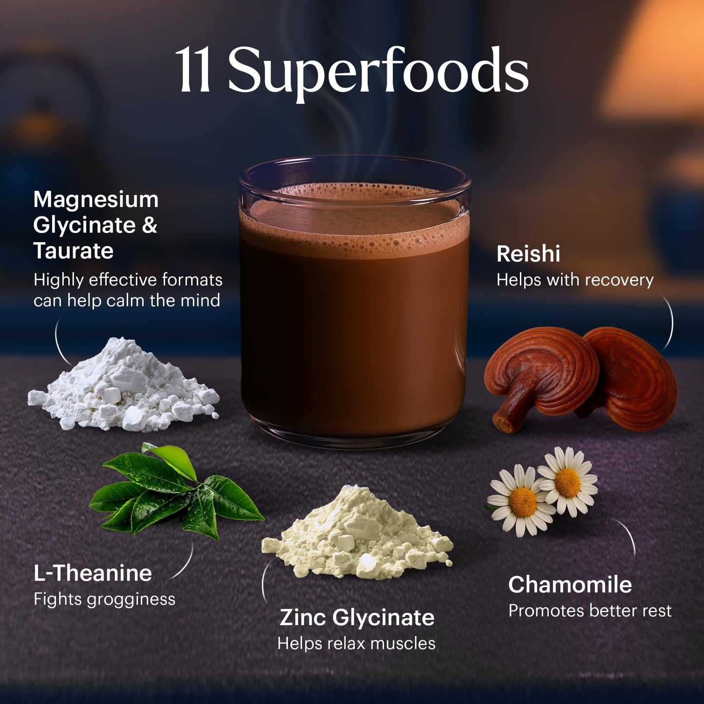 MoonBrew Nighttime Magnesium Hot Cocoa, Natural Sleep Aid Drink Mix for Adults - Calming Melatonin - Free Sleep Support - Sleepy Hot Chocolate Powder with L - Theanine, Chamomile & Zinc Glycinate - Fresh Hearth