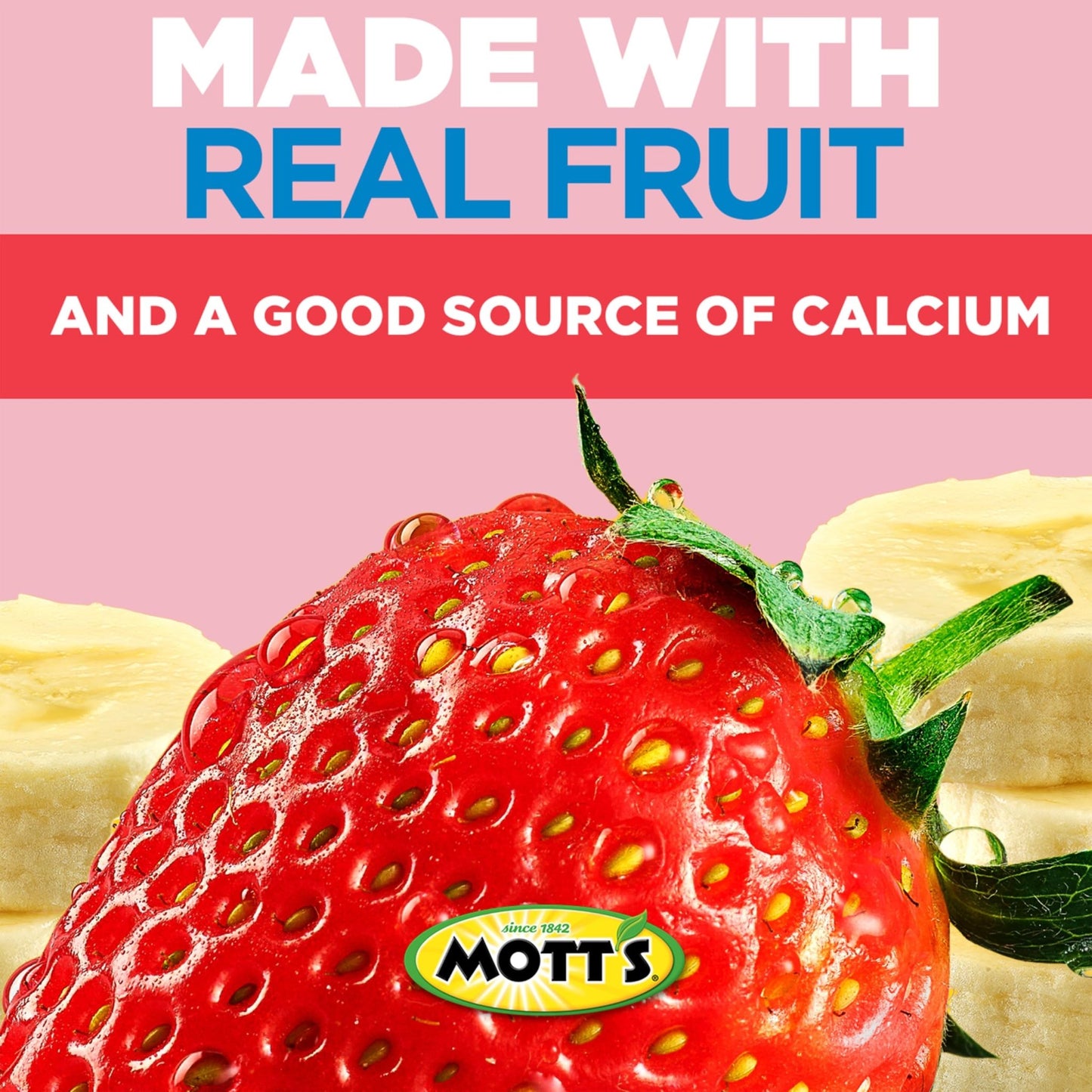 Mott’s Fruit Smoothies Strawberry Banana, 4.2 oz clear pouches, 8 Pack, Non - dairy, Made With Oatmilk, Made With Real Fruit, Good Source of Calcium, On - the - Go - Fresh Hearth