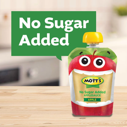 Mott's No Sugar Added Applesauce Variety Pack, 4 Flavors – Apple, Strawberry, Cinnamon & Blueberry, Made from Real Fruit, No Artificial Flavors, 3.2 Clear Pouches, 20 Pack - Fresh Hearth