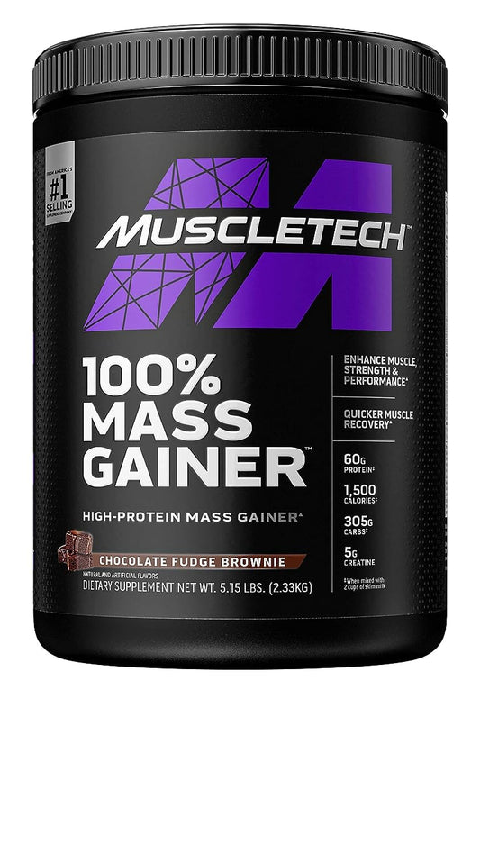 MuscleTech High Protein Mass Gainer for Men & Women - Protein Powder Shakes for Weight Gain, Muscle Building & Recovery with Creatine Monohydrate - Chocolate Fudge Brownie, 5.15 Pound - Fresh Hearth