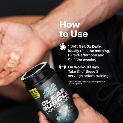 Muscletech HMB Supplements 1000mg, Clear Muscle (42 Liquid Softgels) - Highest Grade HMB for Lean Muscle & Recovery - HMB Free Acid Muscle Supplement - Help Decrease Muscle Breakdown - Fresh Hearth