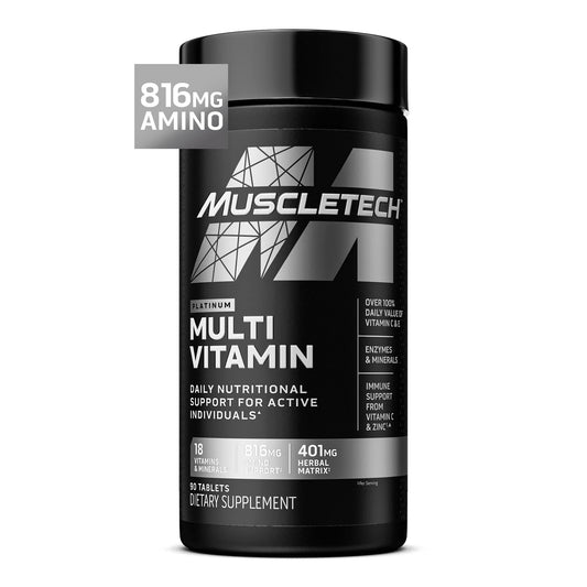 MuscleTech Platinum Multivitamins for Men & Women - Multi - Vitamin Supplement for Immune Support - 18 Vitamins & Minerals, Vitamin A C D E B6 B12 - Daily Workout Supplements for Men - 90 Capsules - Fresh Hearth