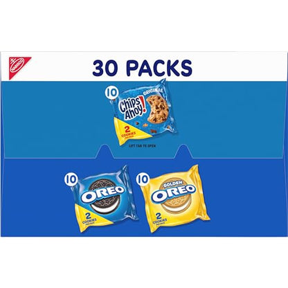 Nabisco Sweet Treats Cookie Variety Pack OREO, OREO Golden & CHIPS AHOY!, 30 Snack Packs (2 Cookies Per Pack) - Fresh Hearth