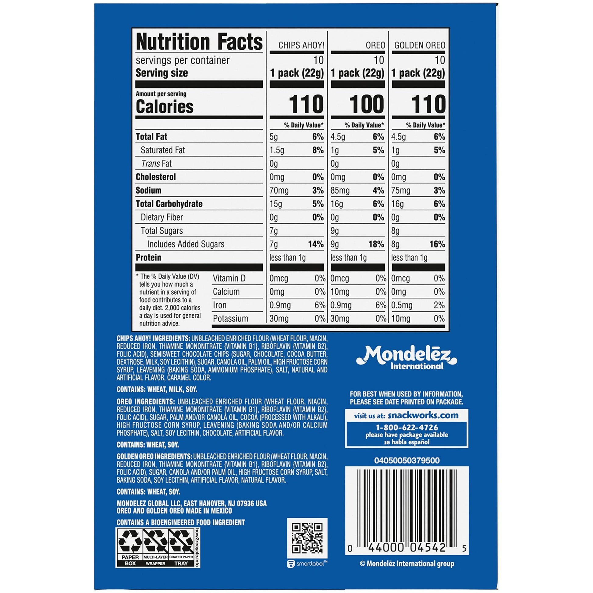 Nabisco Sweet Treats Cookie Variety Pack OREO, OREO Golden & CHIPS AHOY!, 30 Snack Packs (2 Cookies Per Pack) - Fresh Hearth