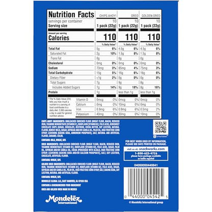 Nabisco Sweet Treats Cookie Variety Pack OREO, OREO Golden & CHIPS AHOY!, 30 Snack Packs (2 Cookies Per Pack) - Fresh Hearth