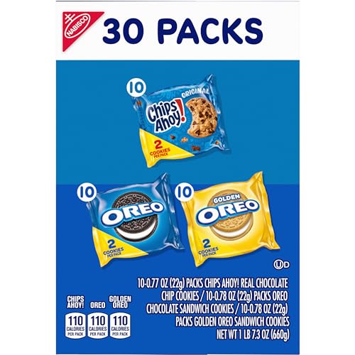 Nabisco Sweet Treats Cookie Variety Pack OREO, OREO Golden & CHIPS AHOY!, 30 Snack Packs (2 Cookies Per Pack) - Fresh Hearth