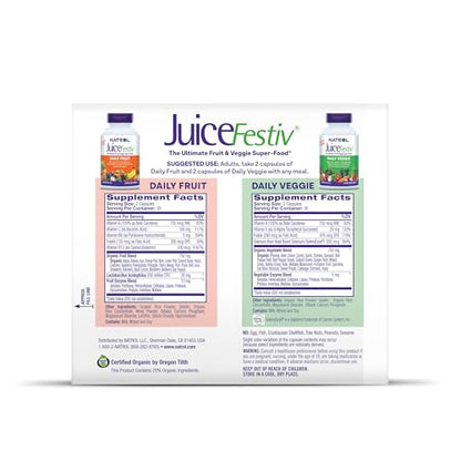 Natrol JuiceFestiv, The Ultimate Fruit and Veggie Super - Food to Support Balanced Nutrition and Overall Well - Being, Plus Antioxidants for Cellular Health, 60 Capsules (2 - Count), Up to a 30 Day Supply - Fresh Hearth
