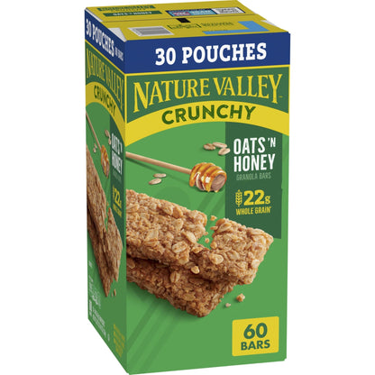 Nature Valley Crunchy Oats 'n Honey Granola Bars, 60 Bars, 44.7 OZ (30 Pouches) - Fresh Hearth