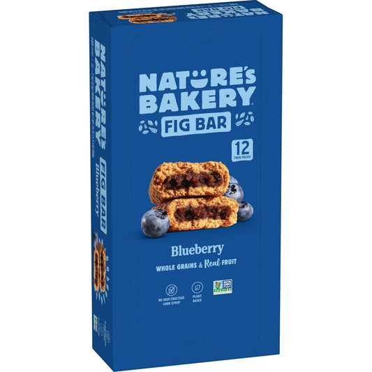 Nature's Bakery Whole Wheat Fig Bars, Blueberry, Real Fruit, Vegan, Non - GMO, Snack bar, Twin packs - 12 count - Fresh Hearth