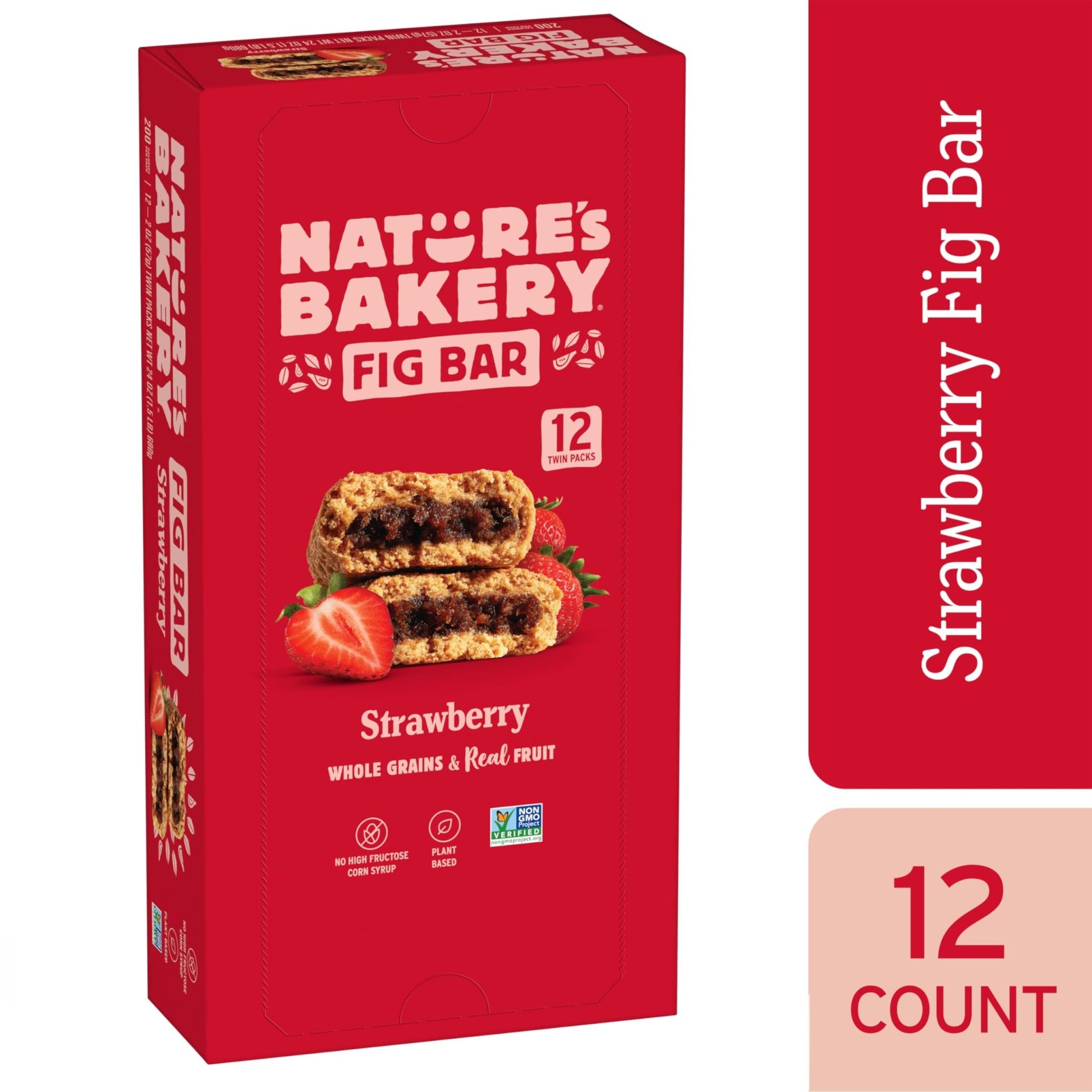 Nature's Bakery Whole Wheat Fig Bars, Real Fruit, Strawberry, 12 Twin packs - Fresh Hearth