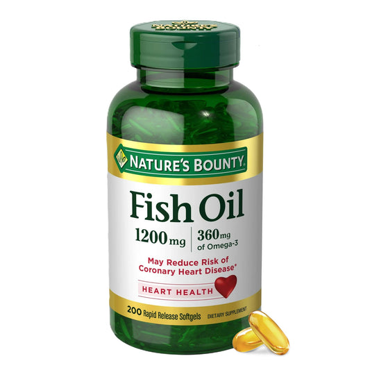 Nature's Bounty Fish Oil Omega 3 Supplements - Supports Heart Health, 1200 Mg Fish Oil, Omega - 3, 200 Softgels (Pack of 1) - Fresh Hearth