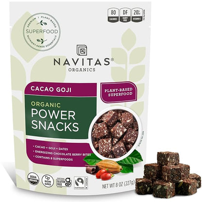 Navitas Organics Superfood Power Snacks, Cacao Goji, 8 oz. Bag, 11 Servings — Organic, Non - GMO, Gluten - Free - Fresh Hearth