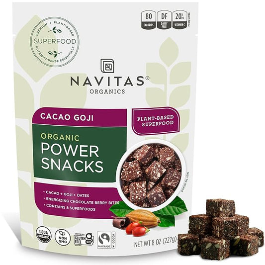 Navitas Organics Superfood Power Snacks, Cacao Goji, 8 oz. Bag, 11 Servings — Organic, Non - GMO, Gluten - Free - Fresh Hearth