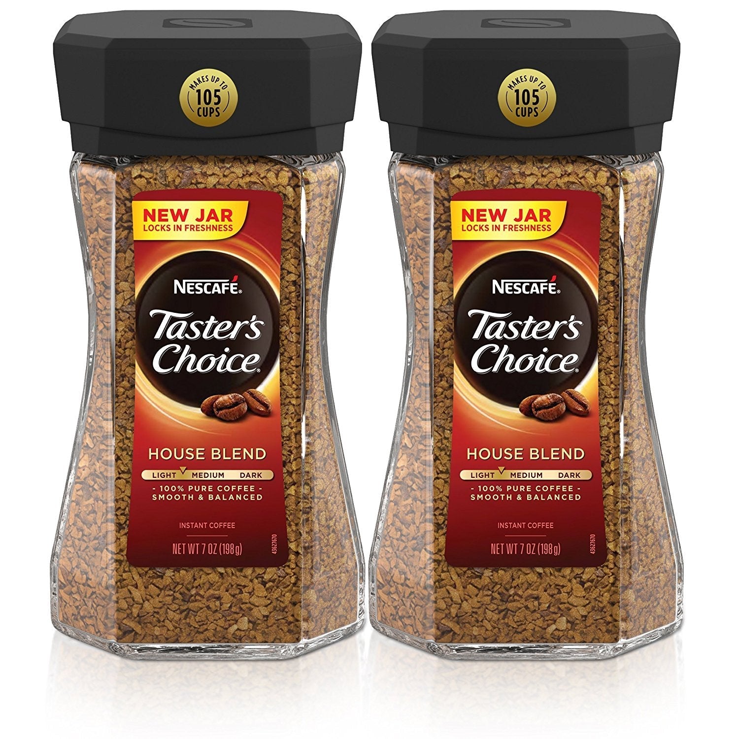 NESCAFÉ Taster's Choice Instant Coffee, Light Medium Roast, House Blend, 2 Jars (7 Oz Each) - Fresh Hearth