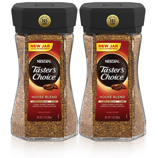 NESCAFÉ Taster's Choice Instant Coffee, Light Medium Roast, House Blend, 2 Jars (7 Oz Each) - Fresh Hearth