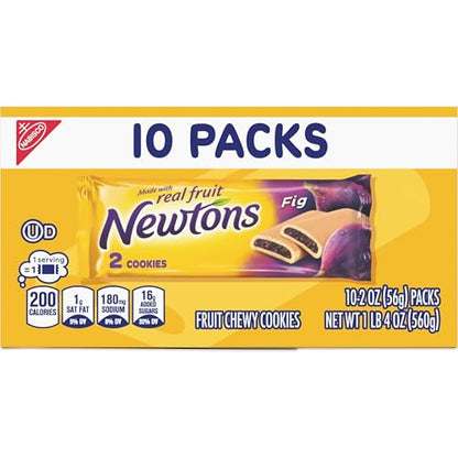 Newtons Fig Bars, Soft Fruit Chewy Cookies, 40 Snack Packs (2 Cookies Per Pack, 4 Boxes) - Fresh Hearth