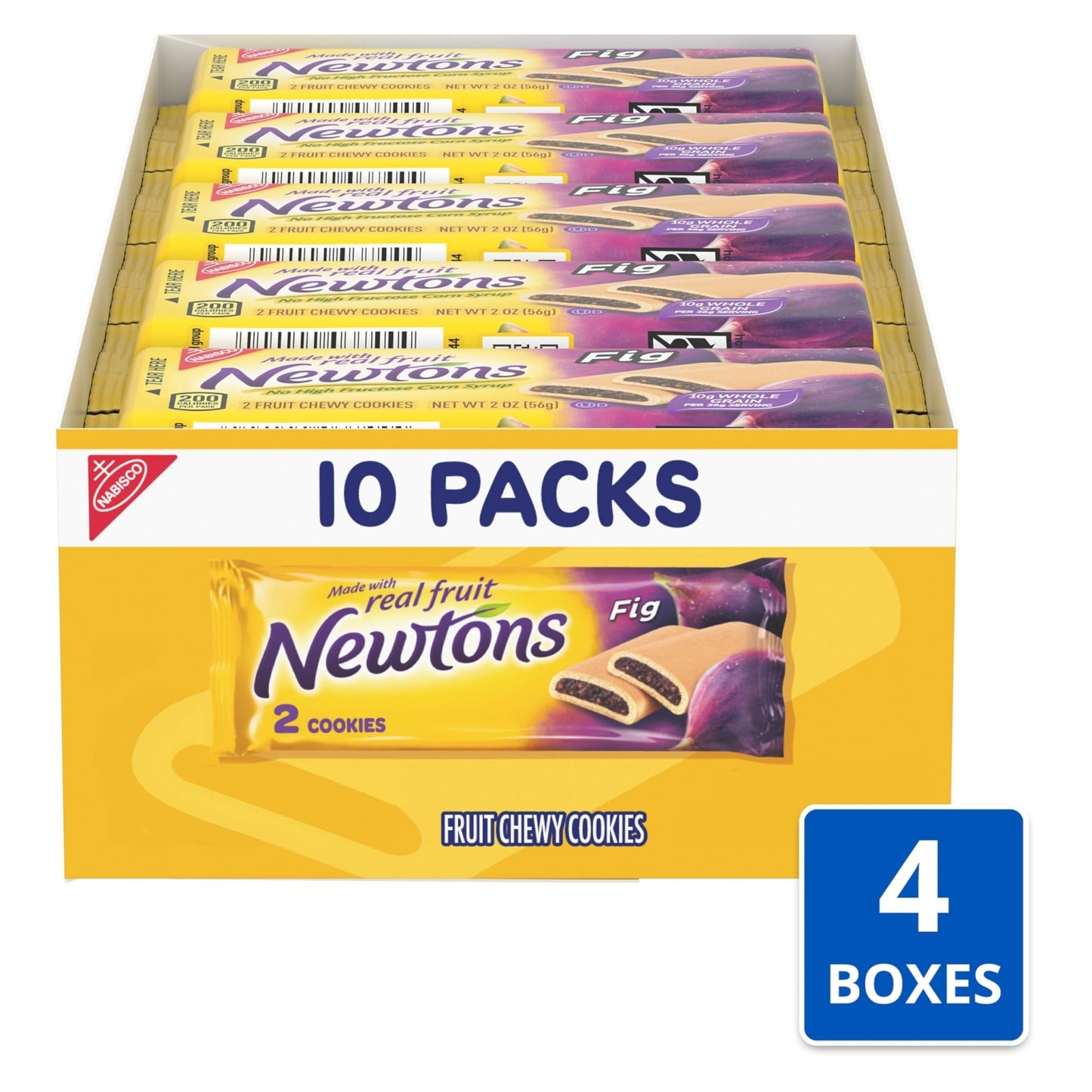 Newtons Fig Bars, Soft Fruit Chewy Cookies, 40 Snack Packs (2 Cookies Per Pack, 4 Boxes) - Fresh Hearth