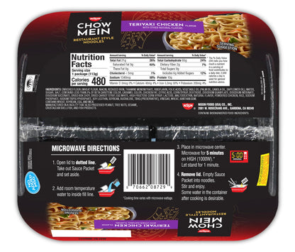 Nissin Chow Mein Noodles, Teriyaki Chicken, 4 Ounce (Pack of 8) - Fresh Hearth