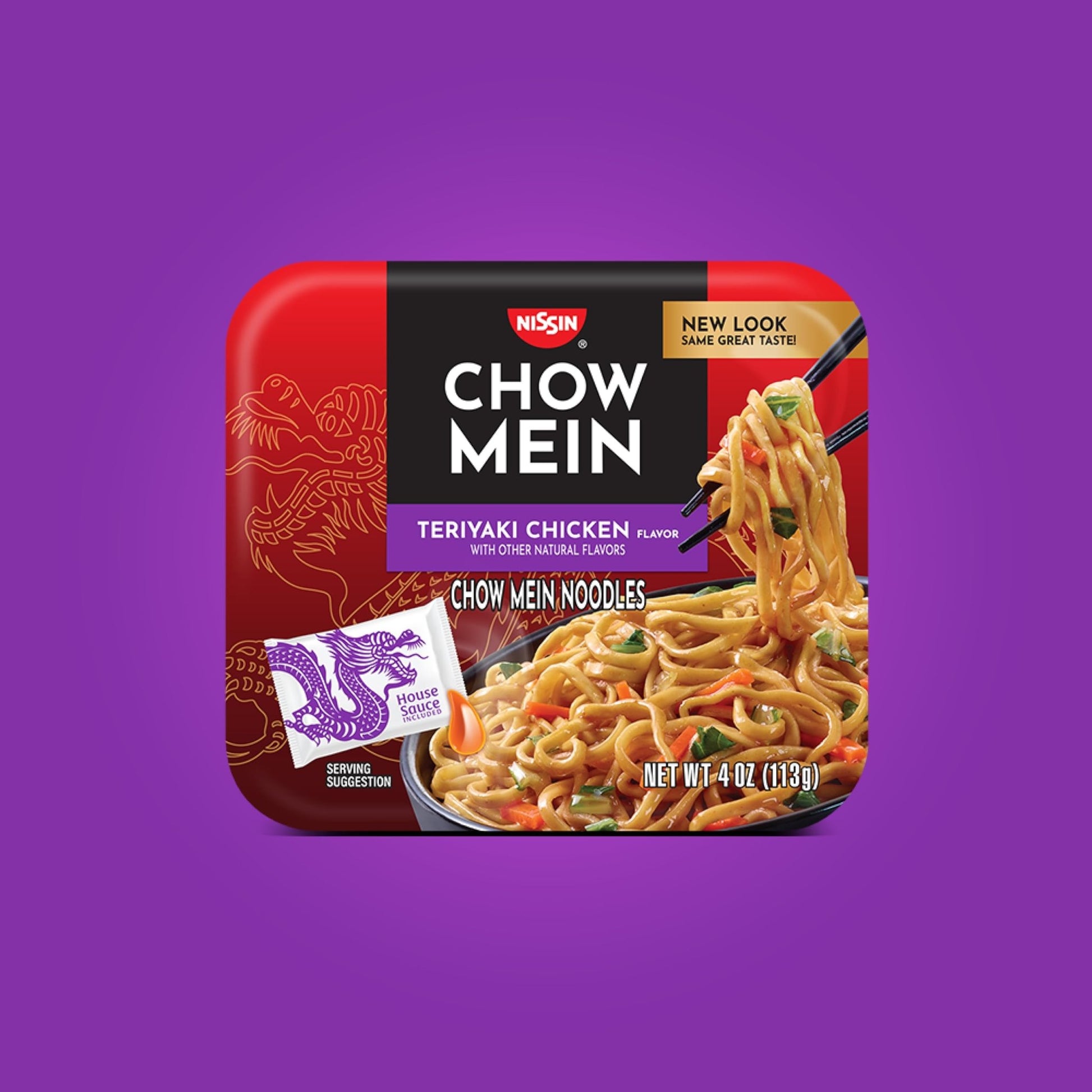 Nissin Chow Mein Noodles, Teriyaki Chicken, 4 Ounce (Pack of 8) - Fresh Hearth