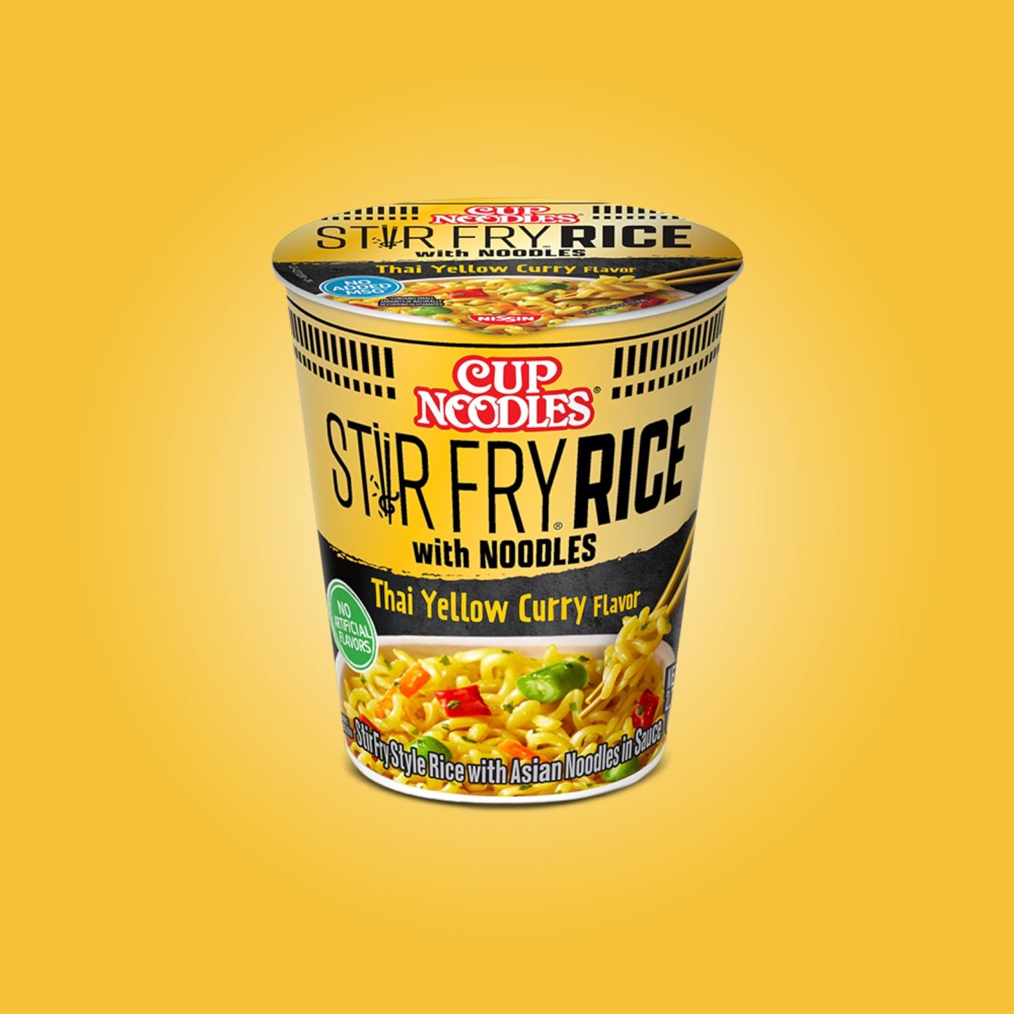 Nissin Cup Noodles Stir Fry Rice with Noodles, Thai Yellow Curry, 2.61 Ounce (Pack of 6) - Fresh Hearth